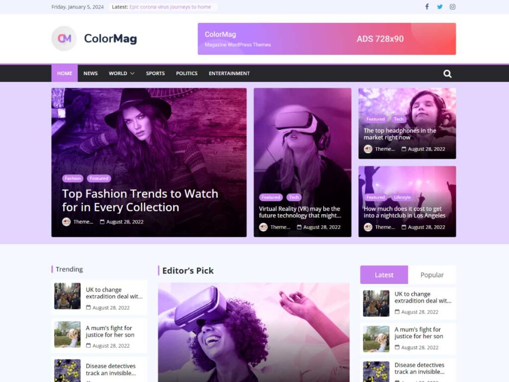 ColorMag Magazine & News Style WordPress Theme