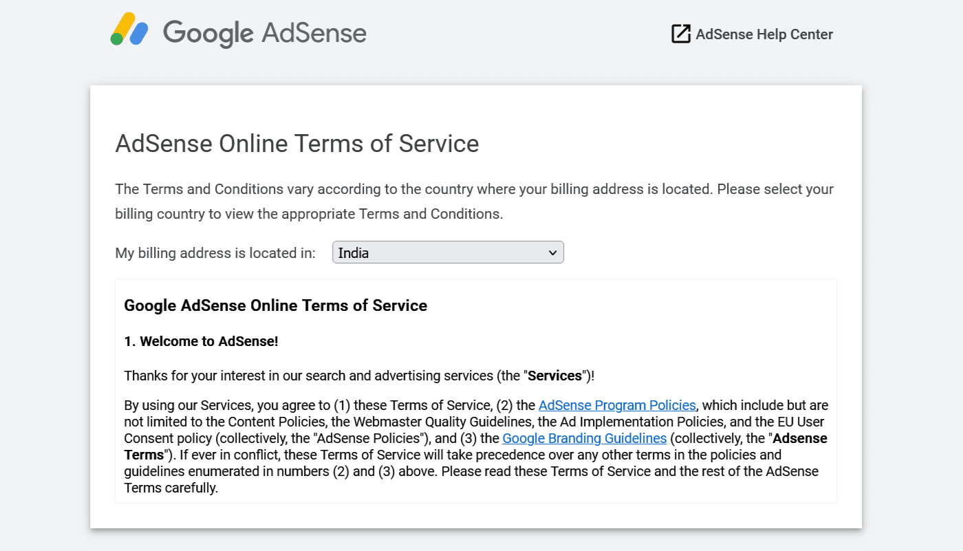 Google AdSense Terms and Conditions