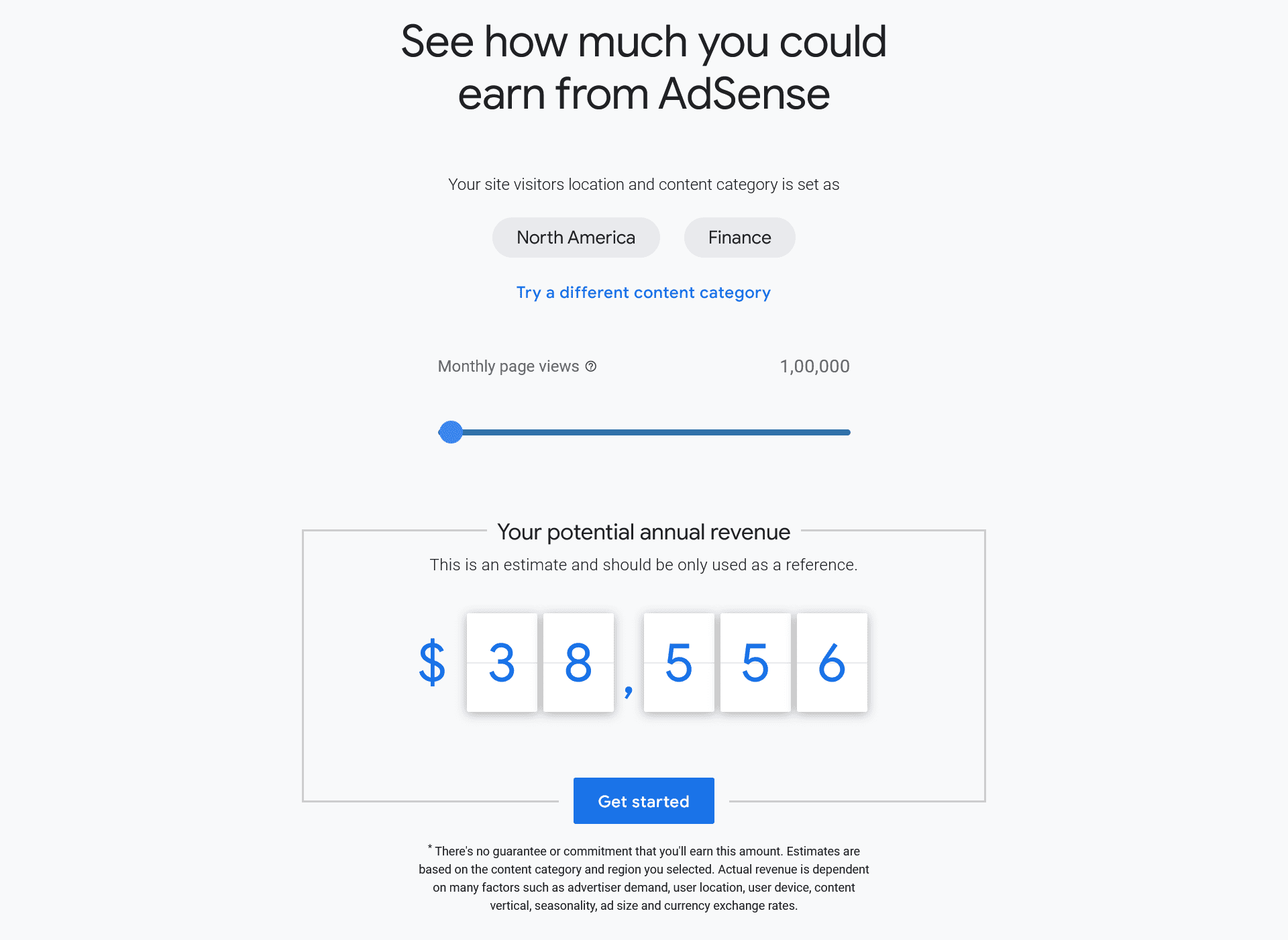 Potential Annual Revenue from AdSense for 100,000 per month views